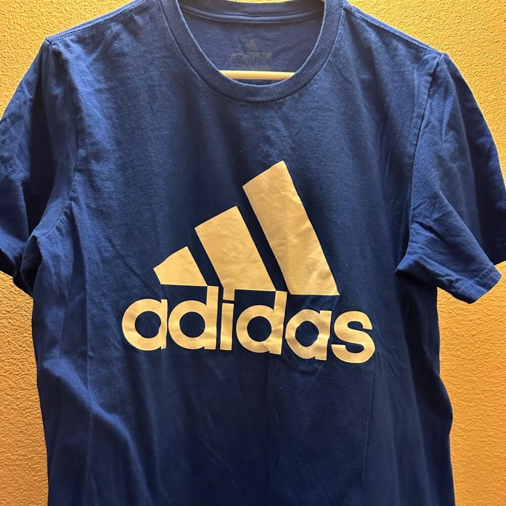 ADIDAS Mens Logo Short Sleeve T-Shirt Size Small Blue